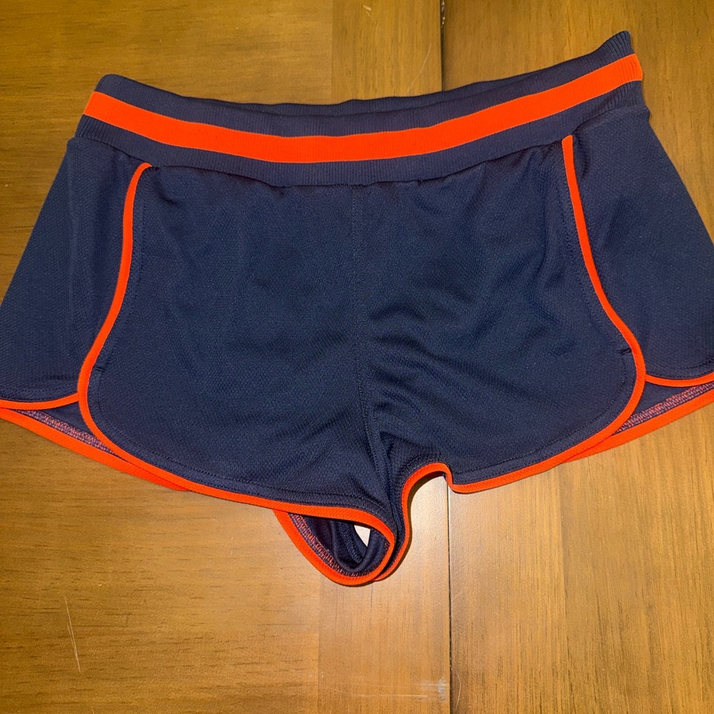 Free People Navy Athletic Shorts with Orange Trim